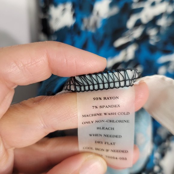 Ann Taylor Sleeveless Midi Dress V Neckline Stretch Leopard Print Blue Womens L - Picture 4 of 12